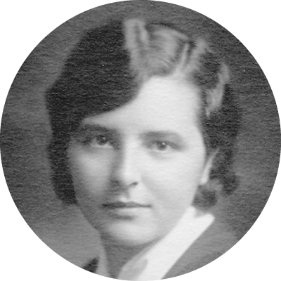 A headshot in black and white of Helena McGrath cropped as a circle