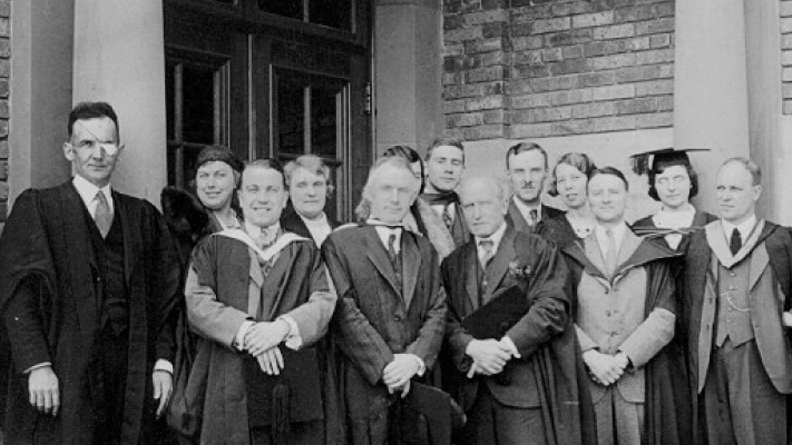 Group photograph of the faculty and staff of Memorial University College in 1933