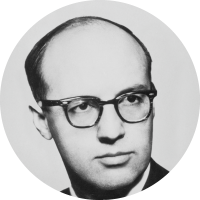A black and white photo of Dr. Ian Rusted