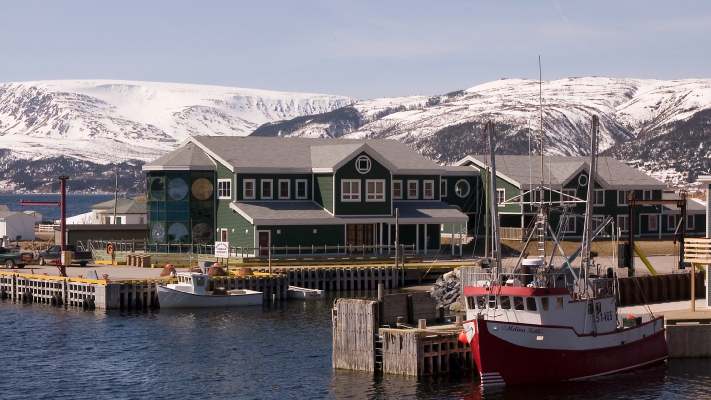 A landscape photo of the Bonne Bay Marine Station in Norris Point