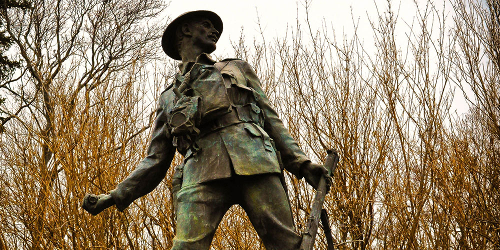 The Fighting Newfoundlander statue Bowring Park, St. John's NL