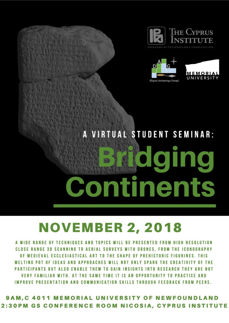 Poster for a virtual student seminar: Bridging continents on November 2, 2018