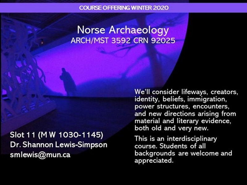Poster for ARCH 3592: Norse Archaeology course winter 2020
