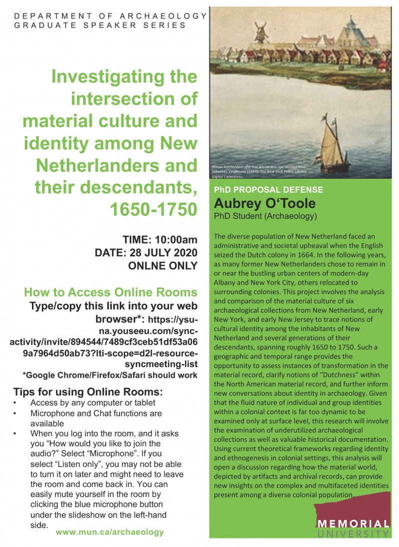 Poster for Aubrey O'Toole's PhD proposal defence 2020