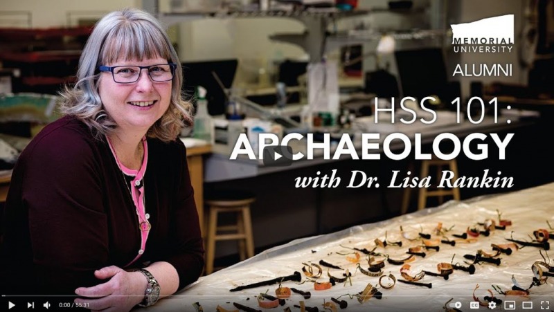 Advertisement featuring Dr. Lisa Rankin among artifacts in a laboratory