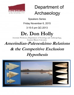 Poster for the Archaeology Department's 2015 Speakers Series: Dr. Don Holly