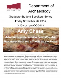 Poster for Graduate Student Speaker Series: Amy Chase 2015