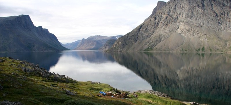 Excavation in the mountainous landscape of Northern Labrador.