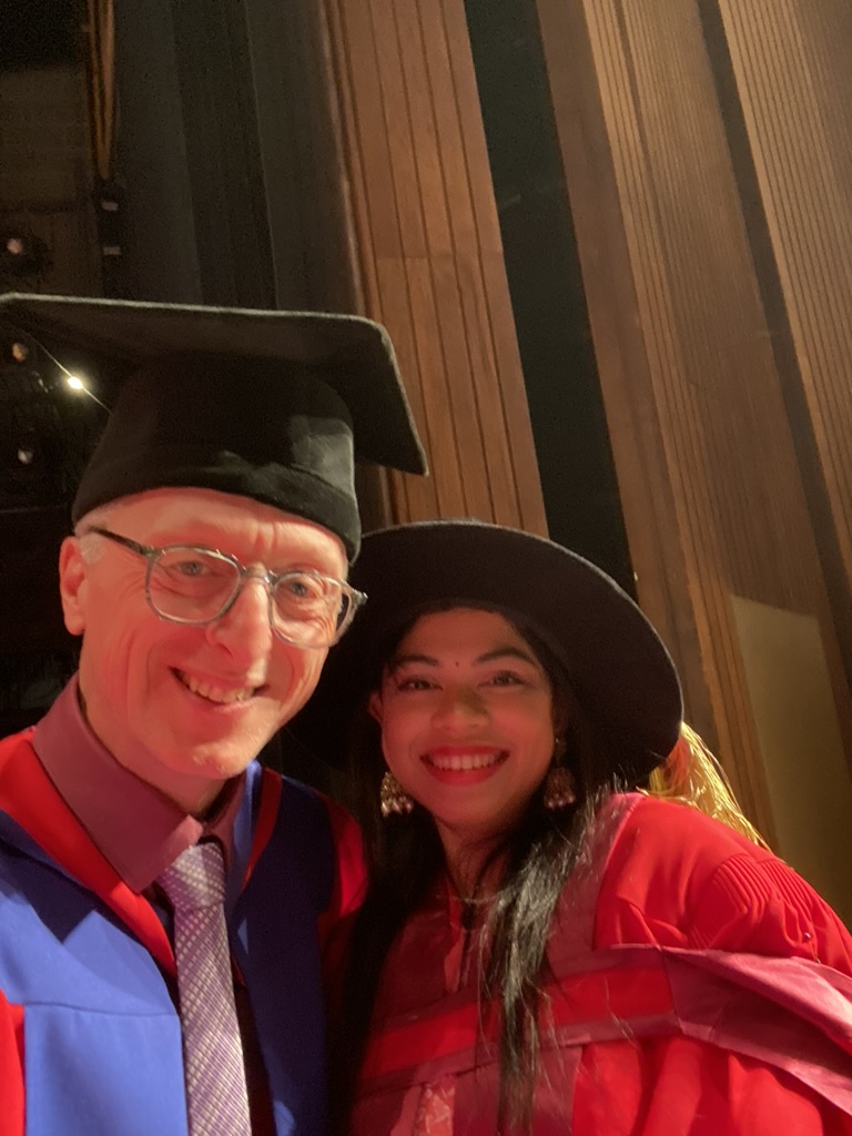 Dr. Mark berry and Dr. Shreyasi Sarkar at her graduation