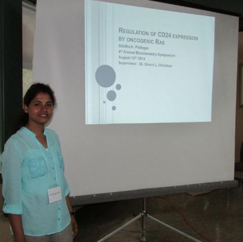 Nikitha Pallegar, winner of the L.M. Stead award for best M.Sc. Presentation