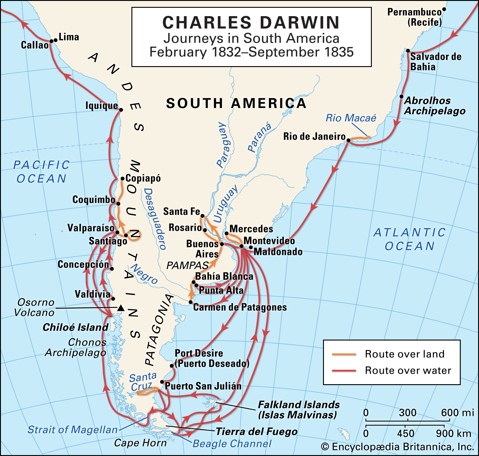 Darwin in
        South America