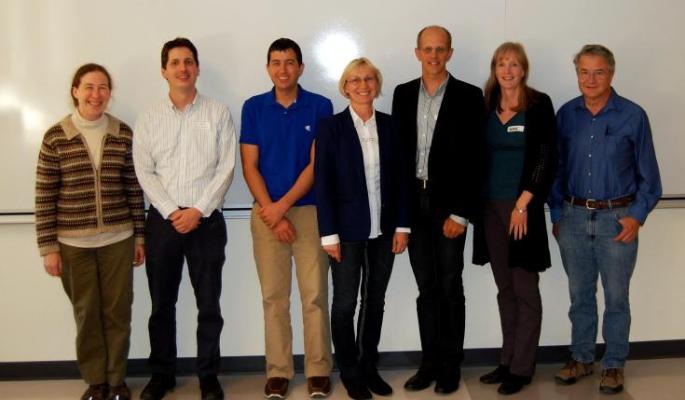 Invited speakers and organizers of 2014 Memorial University Biophysics Symposium: Erika Merschrod, Christopher Rowley, JC Gumbart,  Zoya Leonenko, John Baenziger, Valerie Booth, Mike Morrow