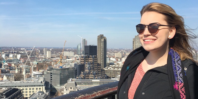 Commerce student Nicole Noseworthy overlooks London from the top of St. Paul�s Cathedral.