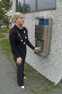 There are 32 blue phones on campus