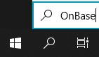 OnBase typed into the windows search bar