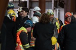 The Prime Minister greets construction workers.