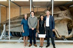 Lisa, Michael, Sandra and Mark Dobbin in front of whale skull. The Dobbin family made a donation towards the recovery and installation of the whale
