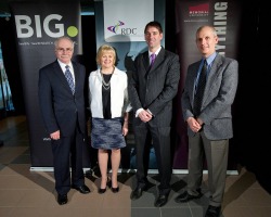 Dr. Christopher Loomis, Minister Susan Sullivan, Mr.Glenn Janes and Dr. Mark Abrahams at the launch of GeoEXPLORE.