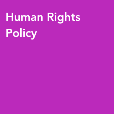 A purple square, with white text reading 'Human Rights Policy' at the top left of the image.