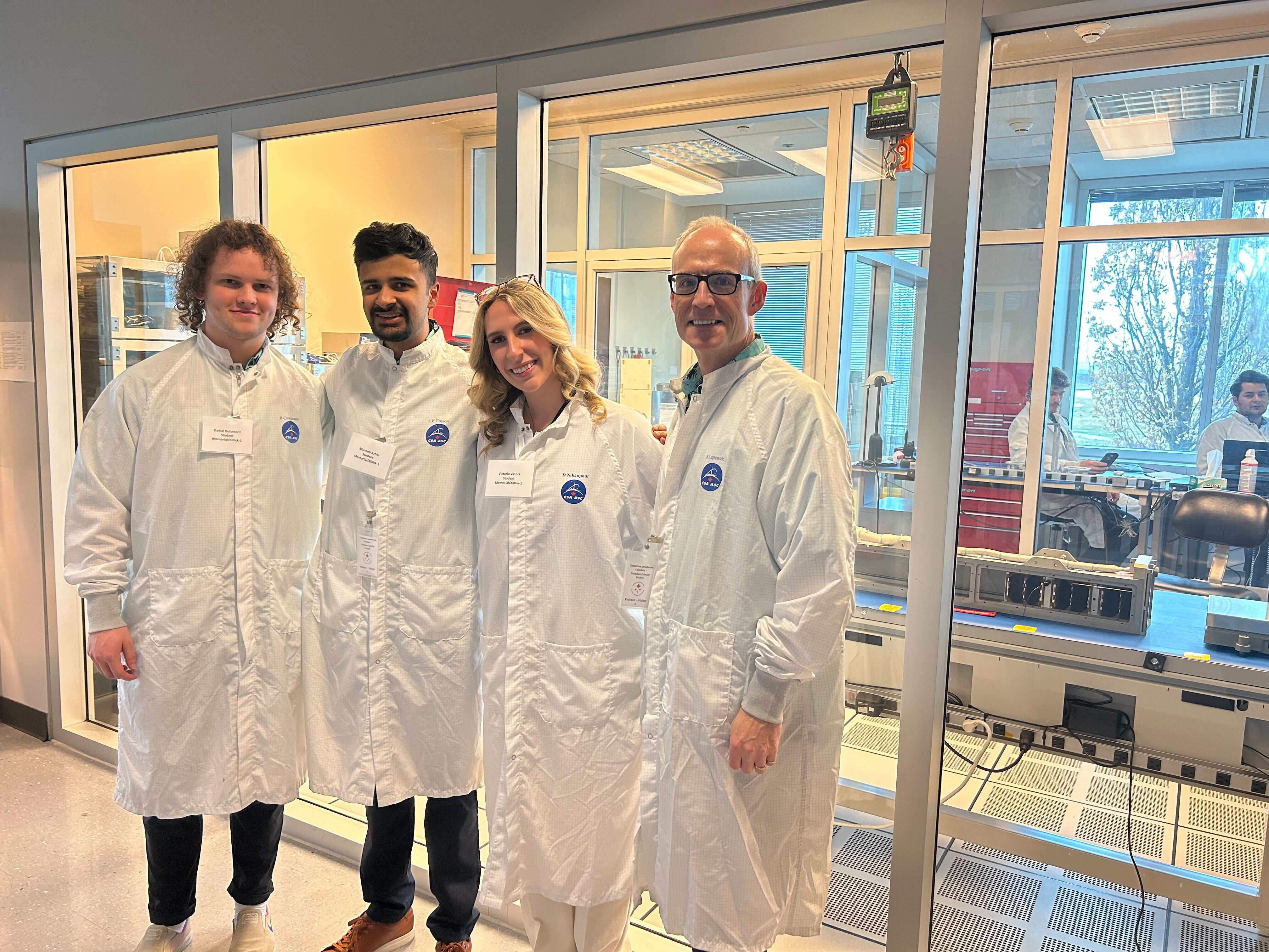 From left are Daniel Dilomont, Muneeb Azher, Victoria Vaters and Desmond Power at the Canadian Space Agency.