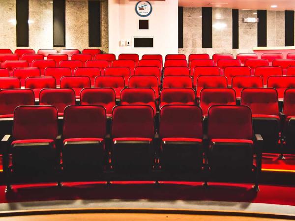 rows of empty, red theatre seats