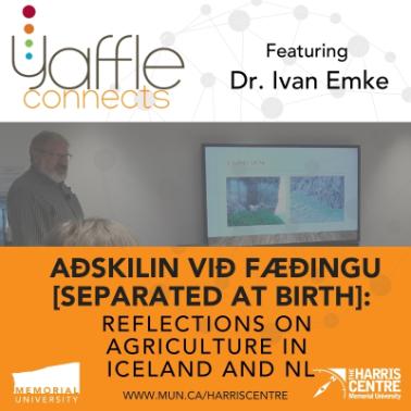An ad for Ivan Emke's Yaffle Connects session in February 2020 on Agriculture
