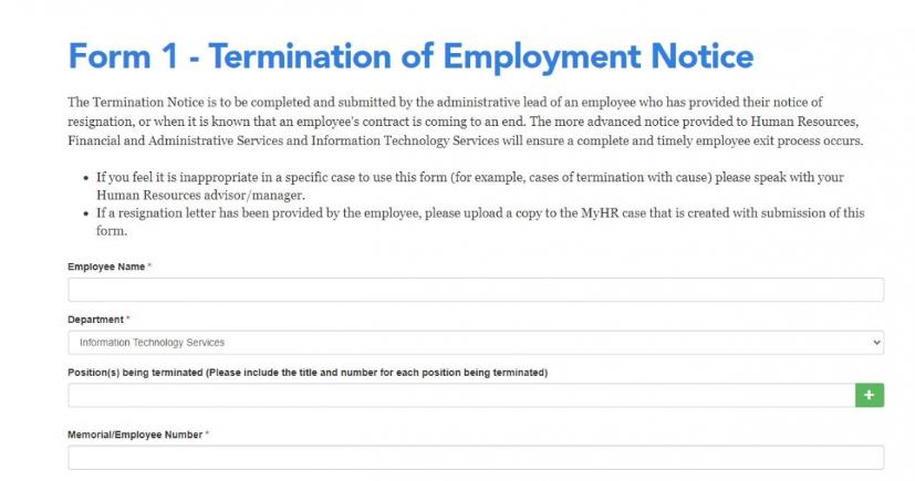 Exiting Employee Form 1