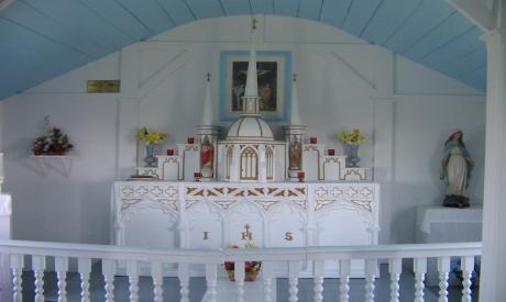 Altar and altar railing, St. Anne's Church, Little Fogo Island  