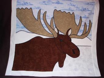 Patey, Gwen. An applique moose wall hanging made by Gwen Patey, Quirpon