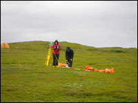 Robyn and Michelle laying out a grid.