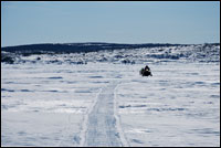 Heading out to Indian Harbour across the sea ice