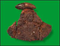 Fragmentary iron ulu with wooden handle, Indian Harbour