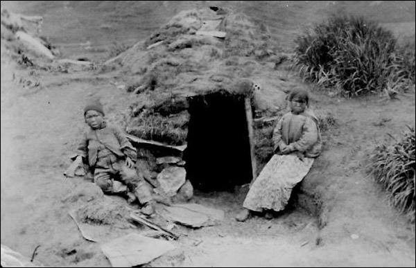 A sod house