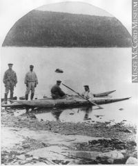 Second image of Kayaks at Rigolet, Labrador, NL, ca. 1880
