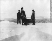 W. O. K. Ross before crossing the Strait of Belle Isle, Point Amour, Labrador, 1908