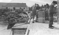 Supplies from S. S. Bayeskimo landed at Hudson's Bay Company post, Rigolet, Labrador, NL, 1922, copied in 1970-1980