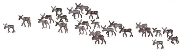 Illustration of a herd of caribou running