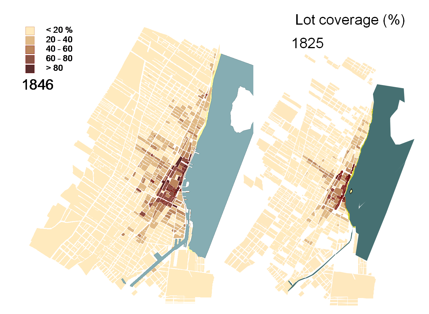 Occupation du sol en 1825 et 1846