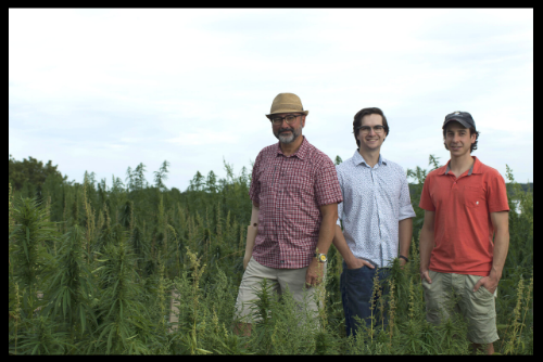 Earthli Co-Founders stand in a Hemp Farm in New Brunswick