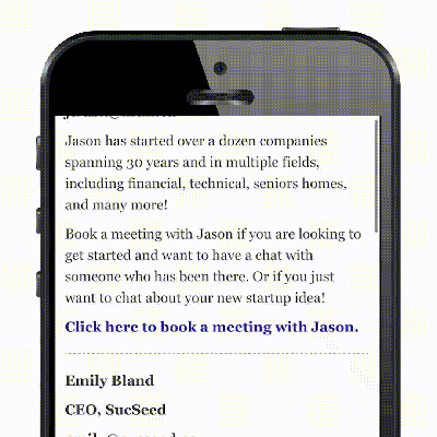 iPhone screen recording of how to book a meeting with a startup coach.