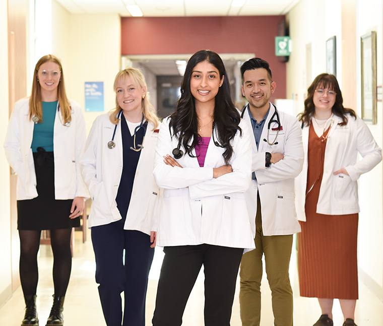 Photo with medical students standing in a hall