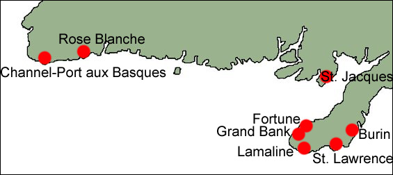 Plan des sections locales de la Côte sud
