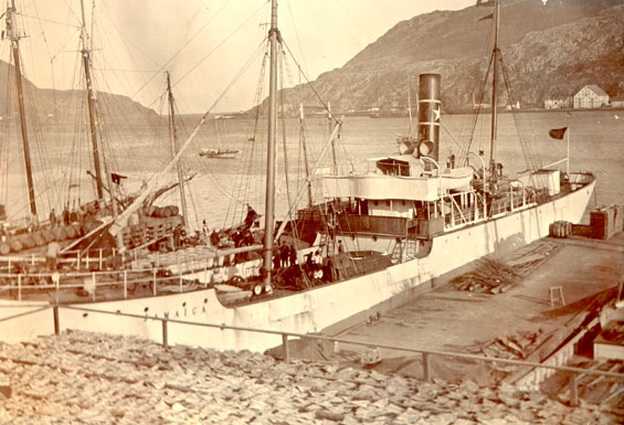 Vessel "Jamaica" docked, north side, St. John's harbour