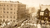 View of the crowd on Water St., St. John's, looking West from the War Memorial