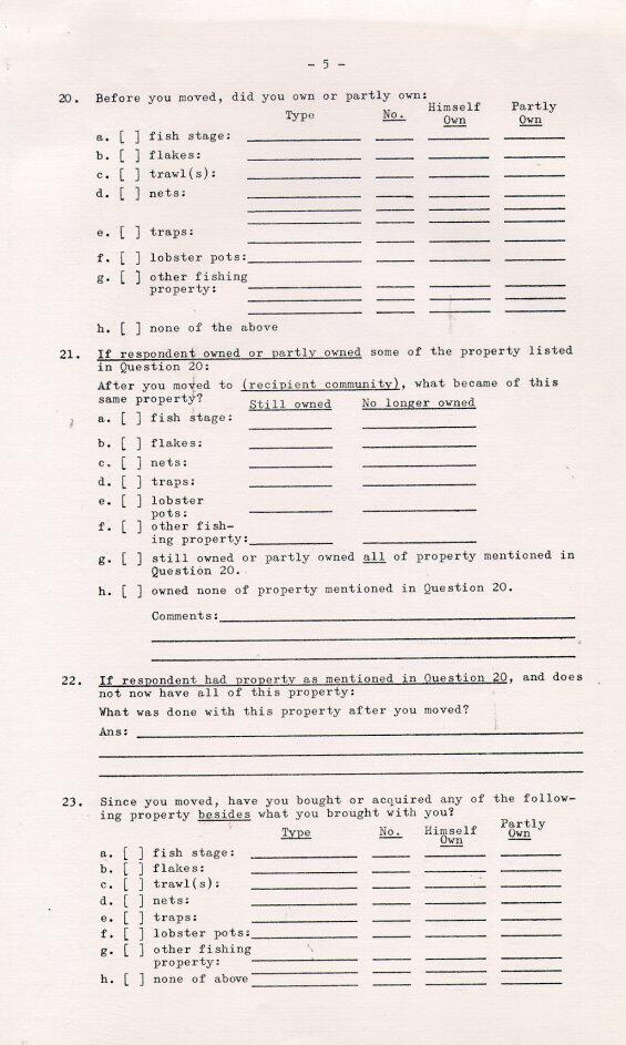 Household Resettlement Questionnaire, 1966 Pages 1-5 (Page 5)