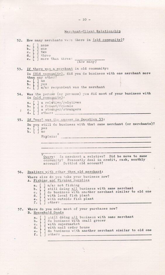 Household Resettlement Questionnaire, 1966 Pages 6-10 (Page 10)