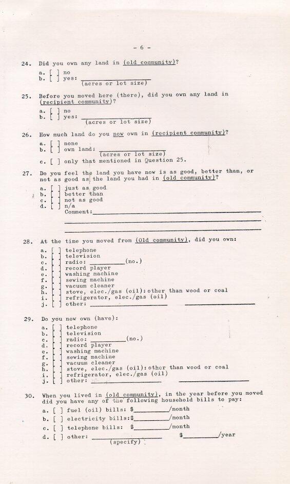 Household Resettlement Questionnaire, 1966 Pages 6-10 (Page 6)