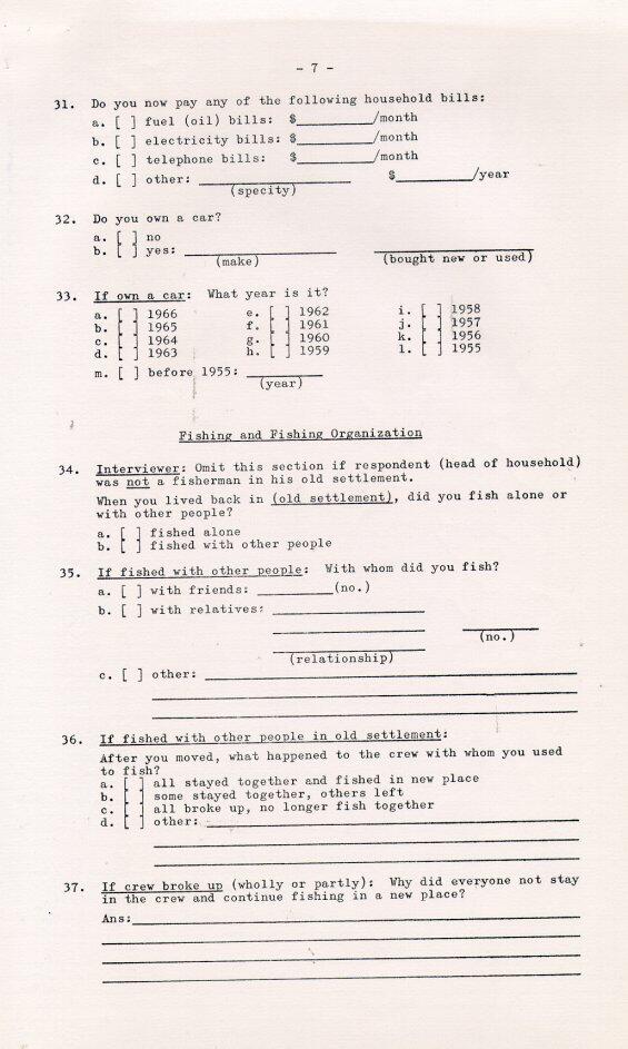 Household Resettlement Questionnaire, 1966 Pages 6-10 (Page 7)