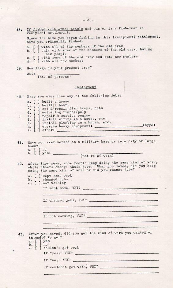 Household Resettlement Questionnaire, 1966 Pages 6-10 (Page 8)