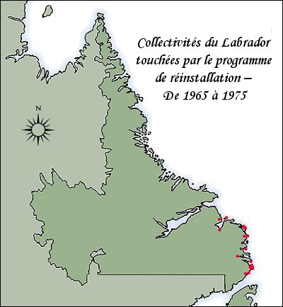 Collectivités du Labrador touchées par le programme de réinstallation  De 1965 à 1975